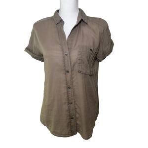 James Perse standard women's brown cotton short sleeve button down size 2 (M)